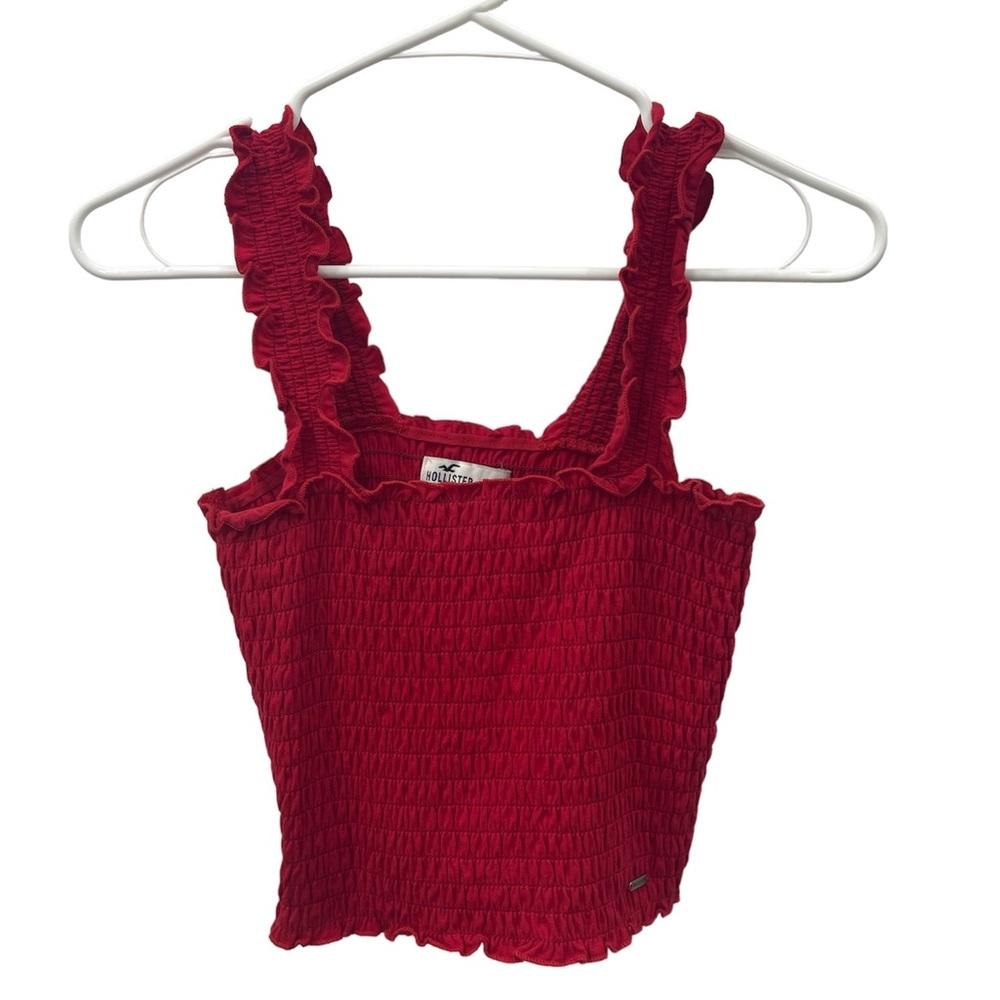 Red Hollister Smocked Tube Top with Ruffled Straps